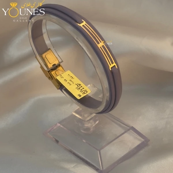 دستبند طلا زنانه چرمی مستطیل مینیمال L444